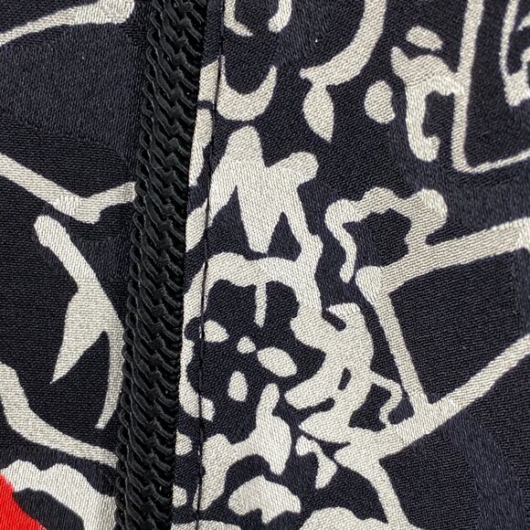 ST. GILLIAN Blazer 14 Silks Abstract Floral Faux Cami Button Front Black Red Vtg - Picture 6 of 16